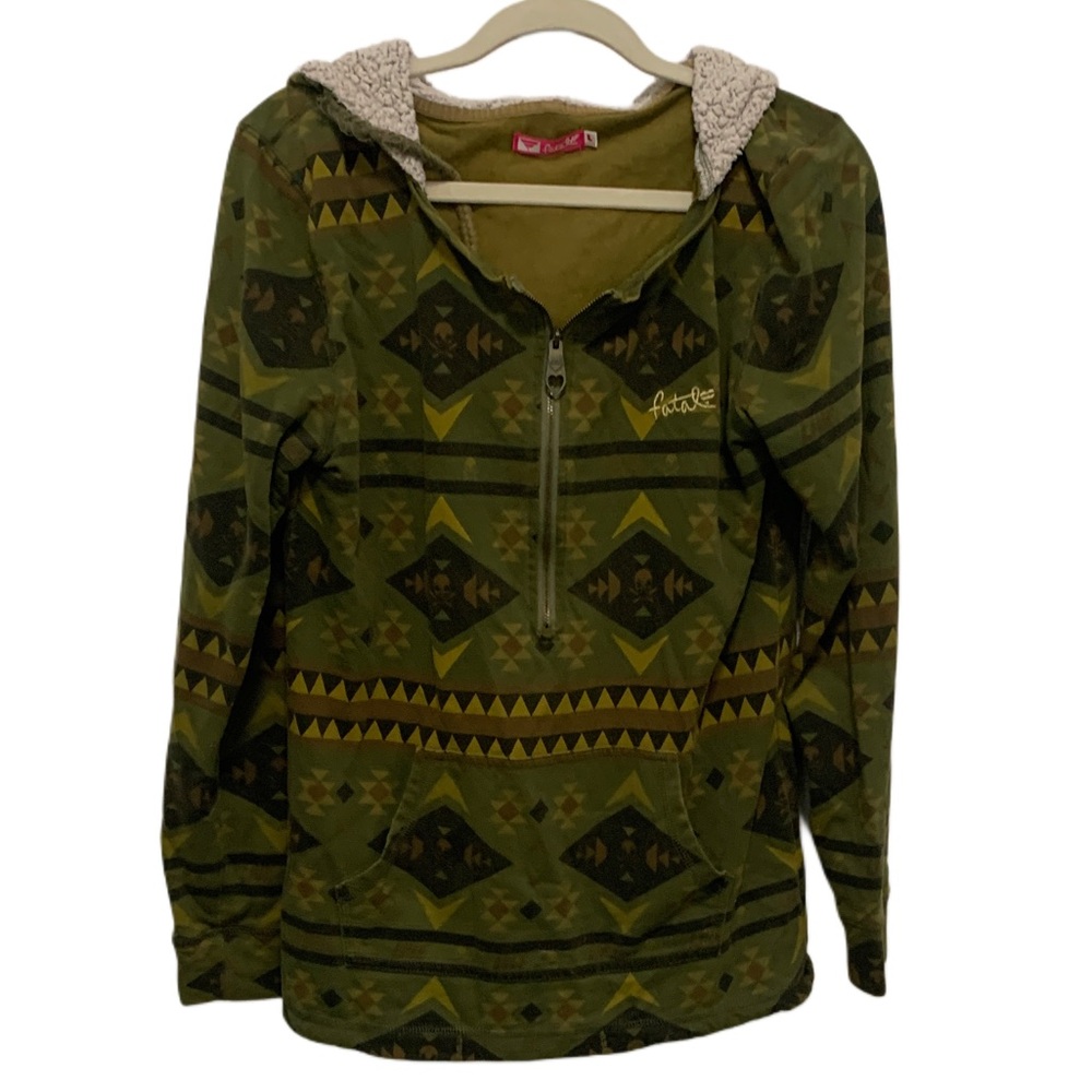 Fatal Green Skull Graphics Zip Up Sweatshirt